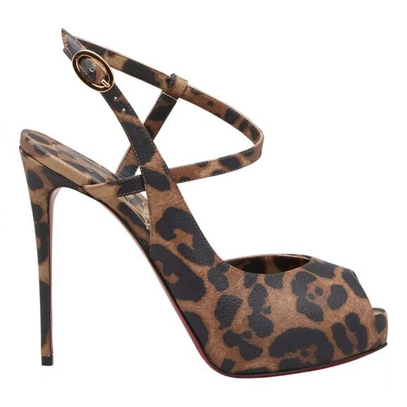 Christian Louboutin Jenlove Alta 120 Brown Strap Platform Sandal Heel Pump 39.5 - Picture 3 of 12